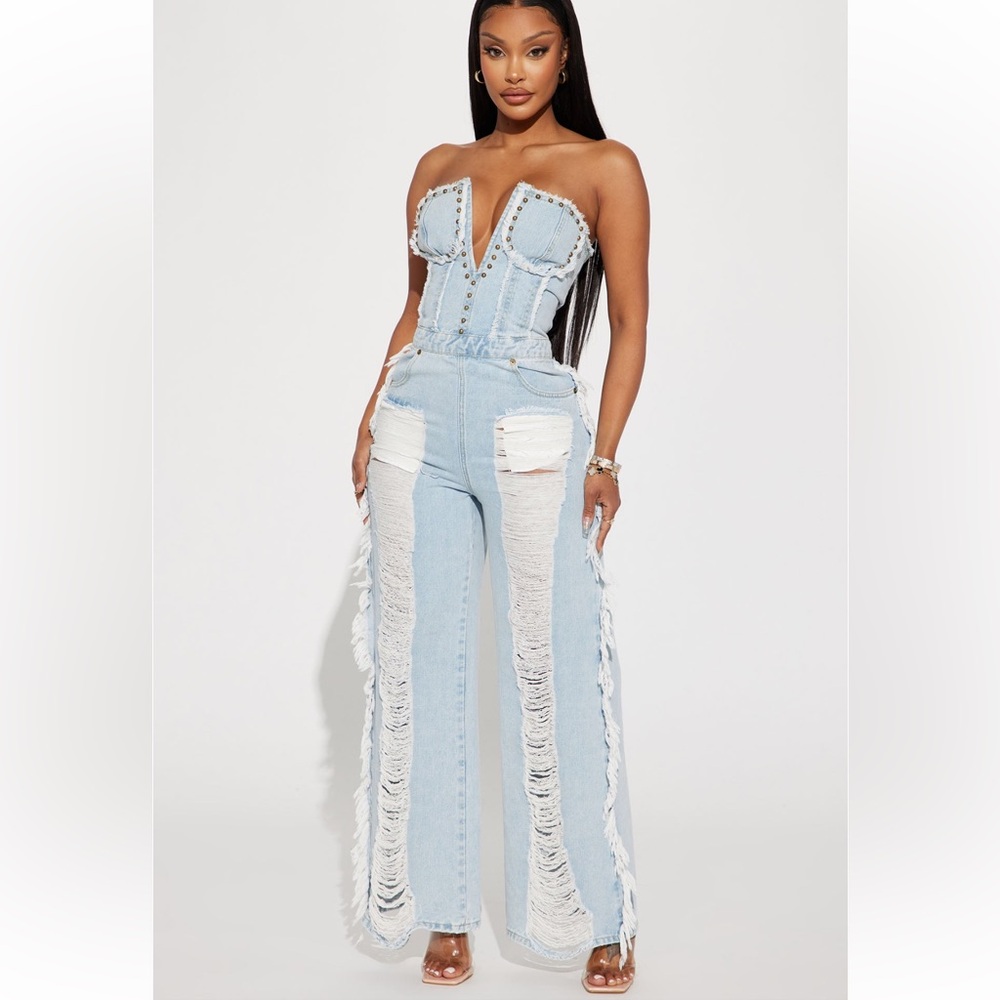 Fashion Nova Demi Distressed Jumpsuit